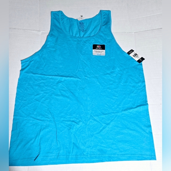 BRAND NEW FRUIT OF THE LOOM MENS BLUE SLEEVELESS T-SHIRT SIZE X-LARGE - Picture 1 of 5